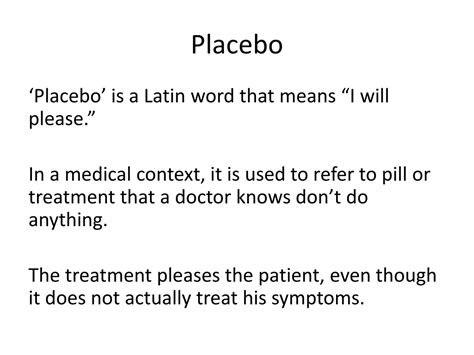 placebo meaning in science